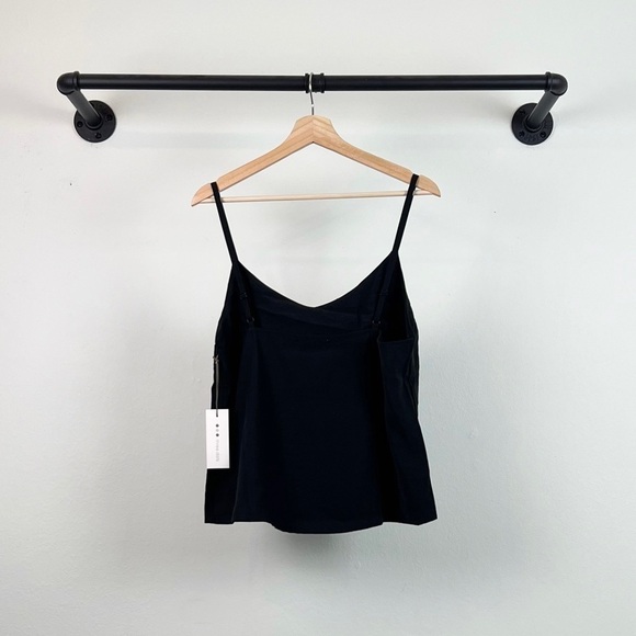NWT Three Dots Satin V-Neck Camisole Tank Top in Black - Picture 7 of 8